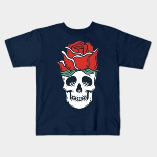 Sketelon Head with Rose Kids T-Shirt